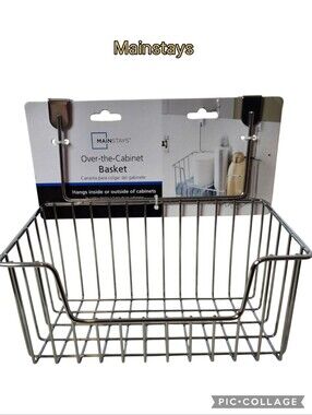 Mainstays rack chrome storage/organization over door hanging basket nwt's